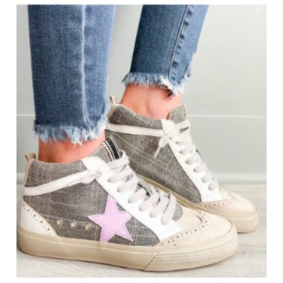 Grey and Purple Mid Star Sneakers BRAND NEW WOMENS 6.5 - Picture 1 of 7